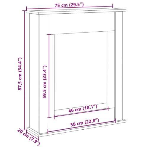 Okvir za kamin boja hrasta 75x20x87,5 cm od konstruiranog drva - Sivi hrast sonoma Cijena