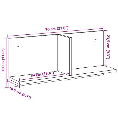 Zidni ormarić boja hrasta 70x16,5x30 cm od konstruiranog drva - Dimljeni hrast 70 x 16.5 x 30 cm 1 Cijena