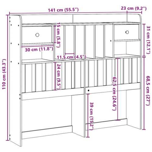 Uzglavlje sa spremištem bijeli 135 cm od masive borovine - Bijela 135 cm 1 Cijena