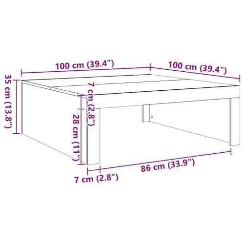 Stolić za kavu boja starog drva 100x100x35 cm konstruirano drvo - Staro drvo 100 x 100 x 35 cm 1 Cijena
