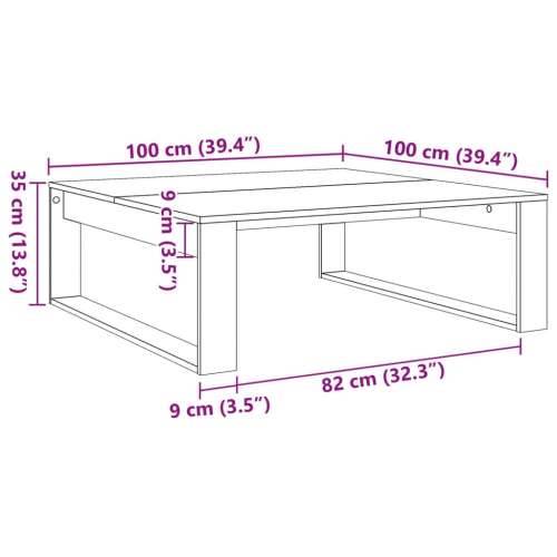 Stolić za kavu boja starog drva 100x100x35 cm konstruirano drvo Staro drvo 1 Cijena