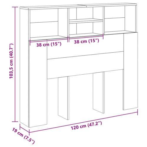 Uzglavlje s ormarićem boja starog drva 120x19x103,5 cm drveno - Staro drvo 120 x 19 x 103.5 cm 1 Cijena