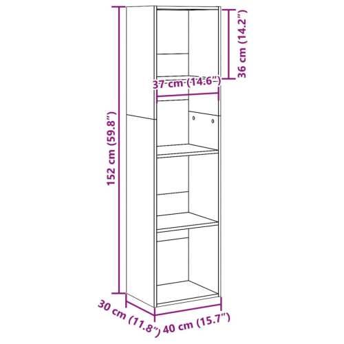 Regal za knjige boja starog drva 40x30x152 cm konstruirano drvo - Staro drvo 1 152 cm 40 cm Cijena