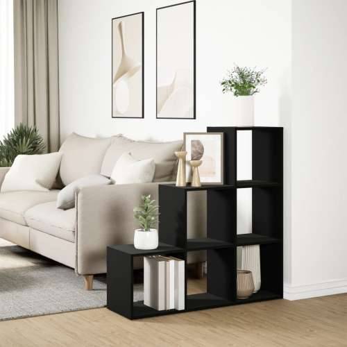 Pregrada / regal za knjige 3 razina crni 99x29x99 cm drveni - Crna 1 99 cm Cijena