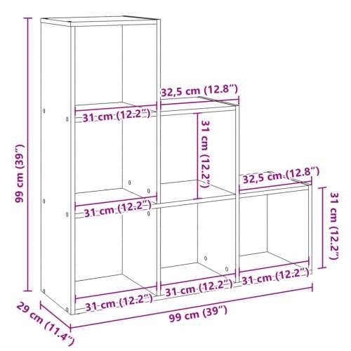 Pregrada / regal za knjige 3 razina boja drva 99x29x99cm drveni - Staro drvo 1 99 cm Cijena