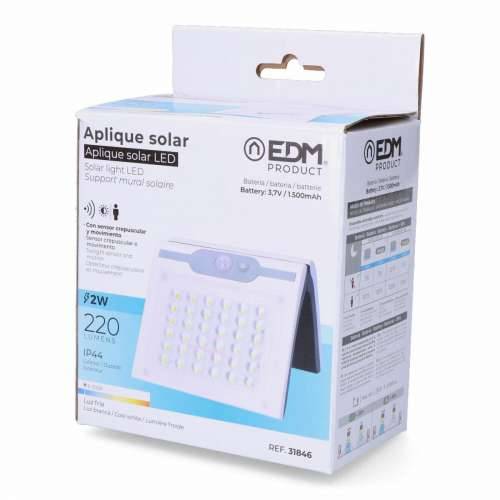 Zidna LED svjetiljka EDM 31846 Bijela 2 W 220 lm Solarno Senzor Pokreta (6500 K) Cijena