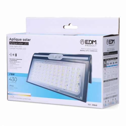 Rasvjetna tijela za zid EDM 31849 Crna 6 W 430 Lm 6500 lm Senzor Pokreta Solarno (6500 K) Cijena