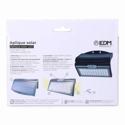 Rasvjetna tijela za zid EDM 31849 Crna 6 W 430 Lm 6500 lm Senzor Pokreta Solarno (6500 K) Cijena