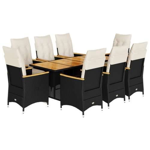 9-dijelni vrtni bistro set od poliratana s jastucima crni - Krema 190 x 80 x 75 cm 8 Cijena
