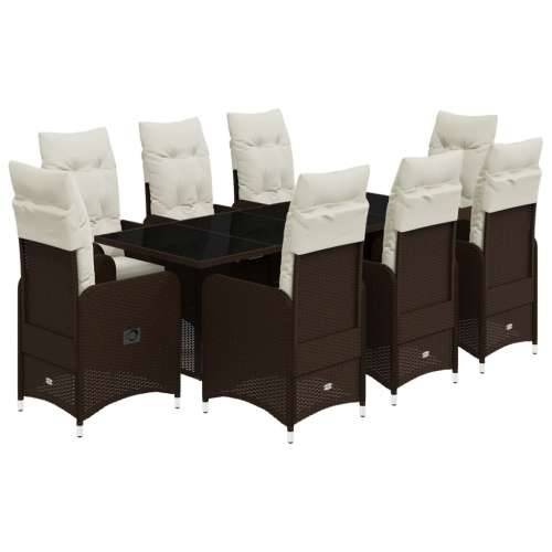 9-dijelni vrtni bistro set od poliratana s jastucima smeđi - 190 x 80 x 75 cm Bez naslona za noge 8 Cijena