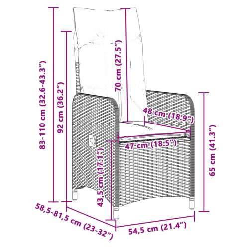 9-dijelni vrtni bistro set od poliratana s jastucima smeđi - 190 x 80 x 75 cm Bez naslona za noge 8 Cijena