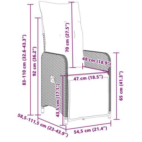 9-dijelni vrtni bistro set od poliratana s jastucima crni - 190 x 80 x 75 cm boja drva 8 Cijena