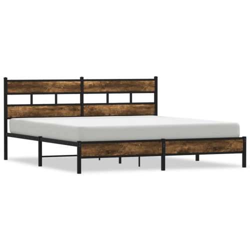 Metalni okvir kreveta bez madraca boja hrasta 183x213 cm - Dimljeni hrast 183 x 213 cm s uzglavljem i niskim podnožjem Cijena