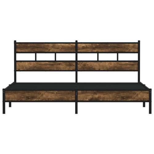Metalni okvir kreveta bez madraca boja hrasta 183x213 cm - Dimljeni hrast 183 x 213 cm s uzglavljem i niskim podnožjem Cijena