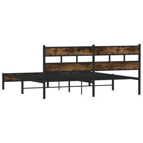 Metalni okvir kreveta bez madraca boja hrasta 183x213 cm - Dimljeni hrast 183 x 213 cm s uzglavljem i niskim podnožjem Cijena