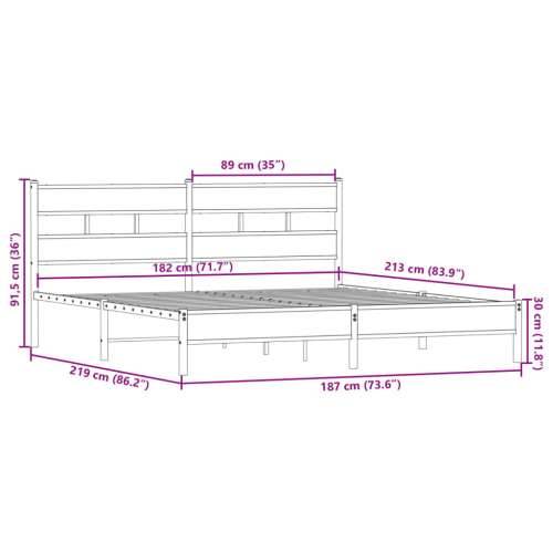 Metalni okvir kreveta bez madraca boja hrasta 183x213 cm - Dimljeni hrast 183 x 213 cm s uzglavljem i niskim podnožjem Cijena