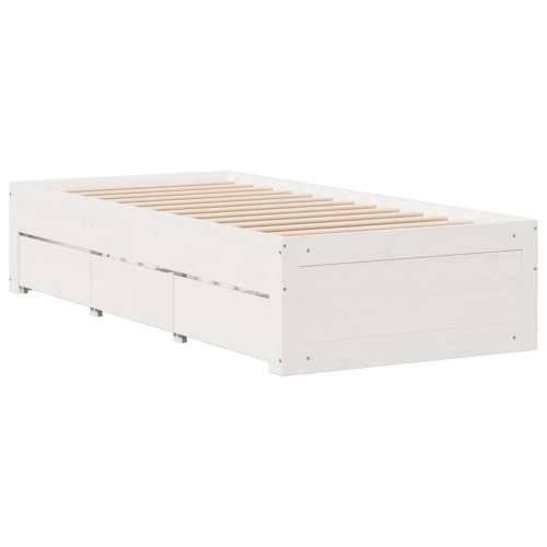 Okvir kreveta bez madraca s ladicama bijeli 75x190 cm borovina - Bijela 75 x 190 cm Cijena