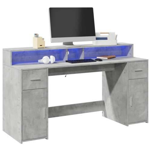 Radni stol s LED svjetlima sivi 160x55x91 cm konstruirano drvo - Beton siva 160 x 55 x 91 cm Cijena