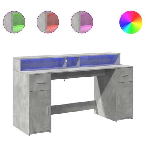 Radni stol s LED svjetlima sivi 160x55x91 cm konstruirano drvo - Beton siva 160 x 55 x 91 cm Cijena