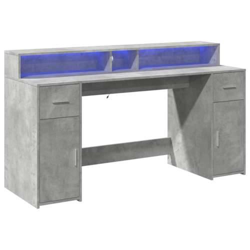 Radni stol s LED svjetlima sivi 160x55x91 cm konstruirano drvo - Beton siva 160 x 55 x 91 cm Cijena