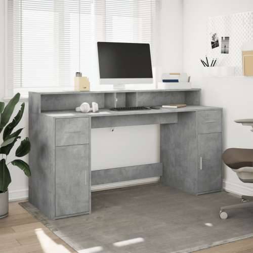 Radni stol s LED svjetlima sivi 160x55x91 cm konstruirano drvo - Beton siva 160 x 55 x 91 cm Cijena