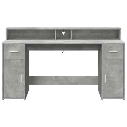 Radni stol s LED svjetlima sivi 160x55x91 cm konstruirano drvo - Beton siva 160 x 55 x 91 cm Cijena