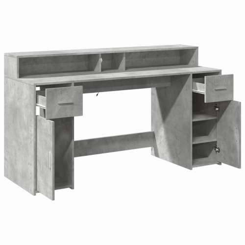Radni stol s LED svjetlima sivi 160x55x91 cm konstruirano drvo - Beton siva 160 x 55 x 91 cm Cijena