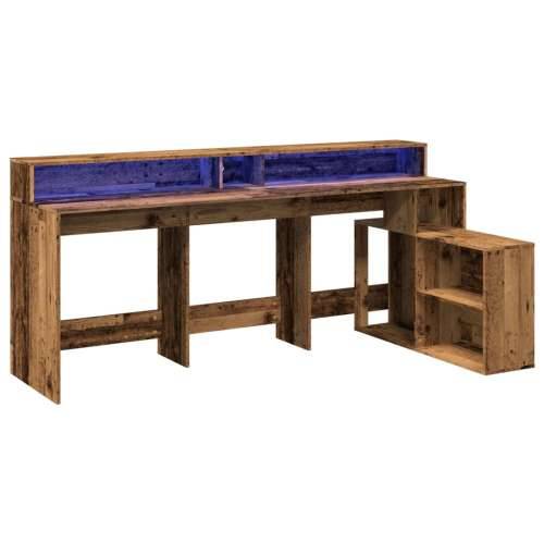 Radni stol s LED svjetlima boja starog drva 200x104x91cm drveni - Staro drvo Cijena