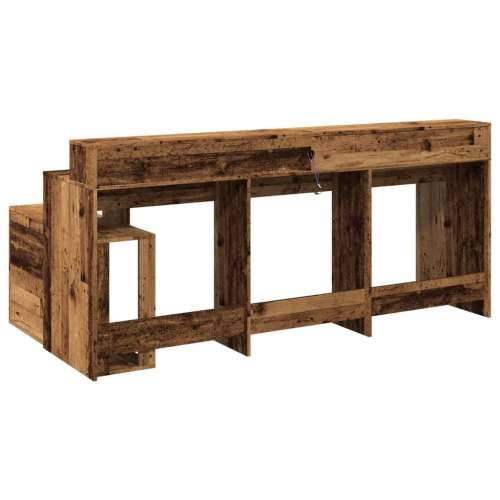 Radni stol s LED svjetlima boja starog drva 200x104x91cm drveni - Staro drvo Cijena