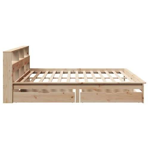 Krevet s regalom za knjige bez madraca 200 x 200 cm od borovine - Prirodna 200 x 200 cm Cijena