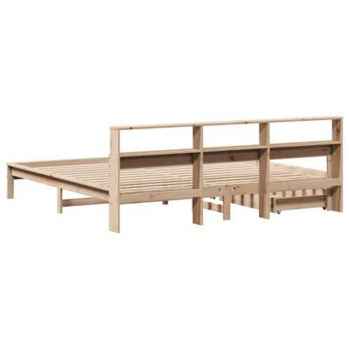 Krevet s regalom za knjige bez madraca 200 x 200 cm od borovine - Prirodna 200 x 200 cm Cijena