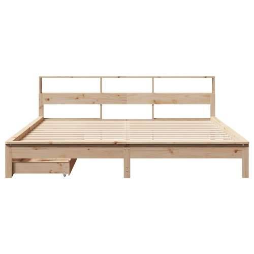 Krevet s regalom za knjige bez madraca 200 x 200 cm od borovine - Prirodna 200 x 200 cm Cijena