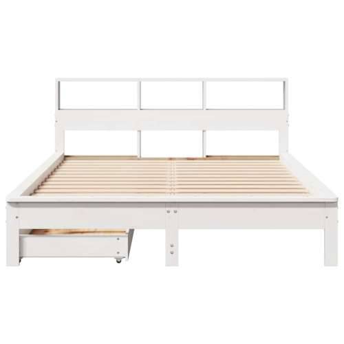 Krevet s regalom z knjige bez madraca bijeli 150x200cm borovina - Bijela 150 x 200 cm Cijena