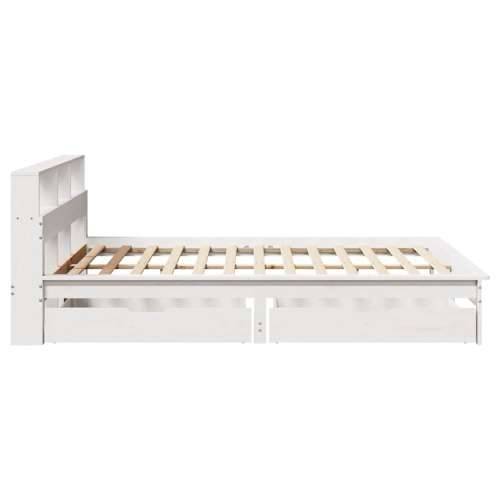 Krevet s regalom z knjige bez madraca bijeli 150x200cm borovina - Bijela 150 x 200 cm Cijena