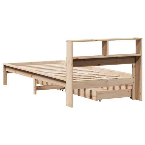 Krevet s regalom za knjige bez madraca 90x200 cm od borovine - Prirodna 90 x 200 cm Cijena