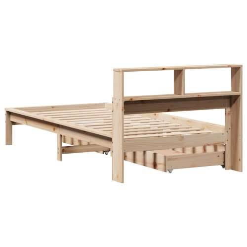 Krevet s regalom za knjige bez madraca 90x190 cm od borovine - Prirodna 90 x 190 cm Cijena