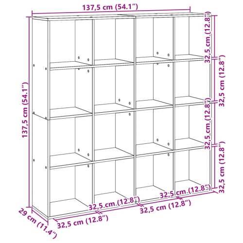Ormarić za knjige boja dimljenog hrasta 137,5x29x137,5cm drveni - Dimljeni hrast 1 137.5 cm Cijena