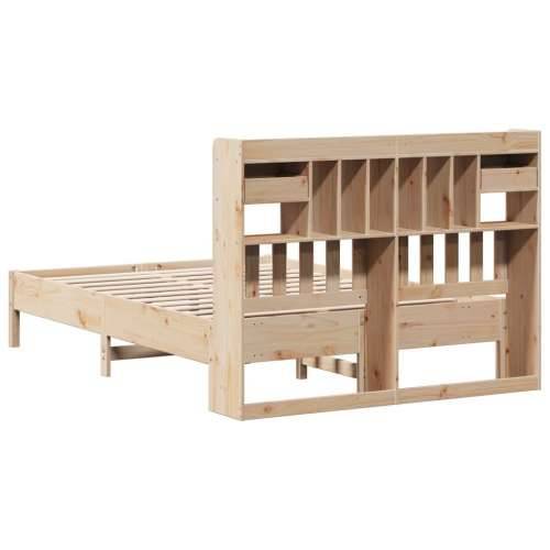 Krevet s regalom za knjige bez madraca 150 x 200 cm od borovine - Prirodna 150 x 200 cm Cijena