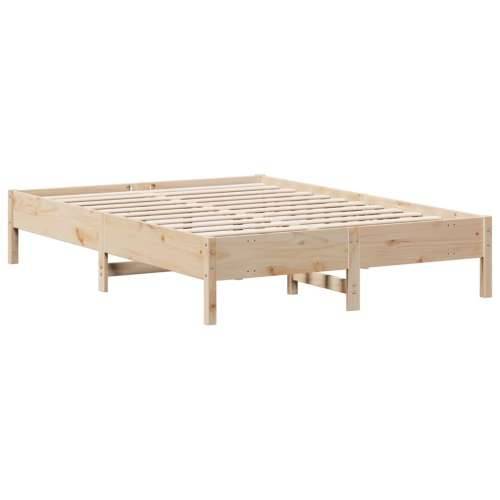 Krevet s regalom za knjige bez madraca 150 x 200 cm od borovine - Prirodna 150 x 200 cm Cijena