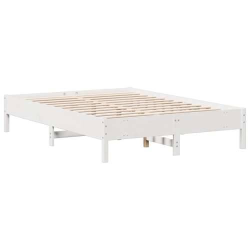 Krevet s regalom z knjige bez madraca bijeli 140x200cm borovina - Bijela 140 x 200 cm Cijena