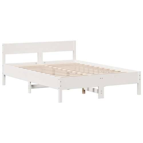 Krevet s regalom z knjige bez madraca bijeli 150x200cm borovina - Bijela 150 x 200 cm Cijena