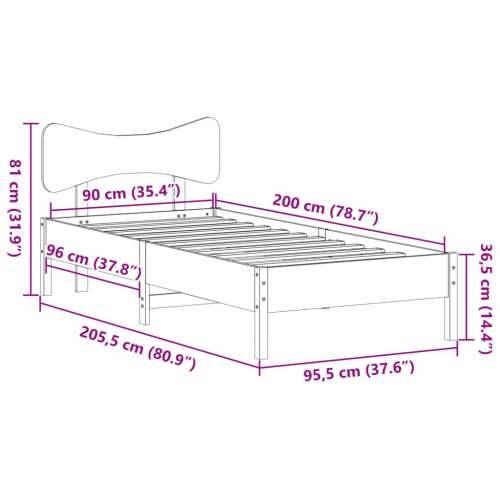 Okvir kreveta bez madraca bijeli 90 x 200 cm masivna borovina - Bijela 90 x 200 cm Cijena