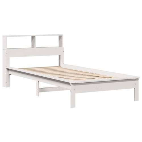 Krevet s regalom z knjige bez madraca bijeli 100x200cm borovina - Bijela 100 x 200 cm Cijena