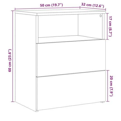 Noćni ormarić boja staro drvo 50 x 32 x 60 cm konstruirano drvo - Staro drvo 1 Cijena