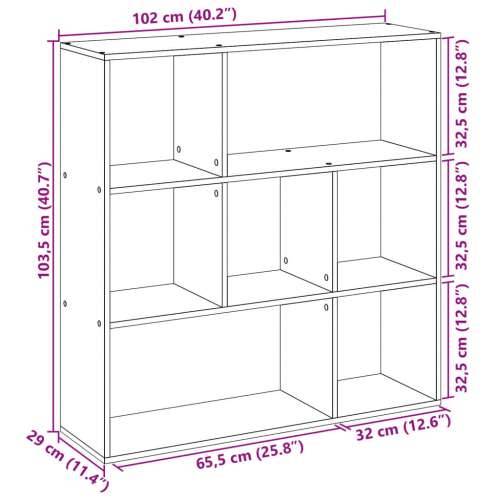 Pregrada / regal za knjige boja hrasta 102x29x103,5 cm drveni - Sivi hrast sonoma 1 103.5 cm 102 cm Cijena