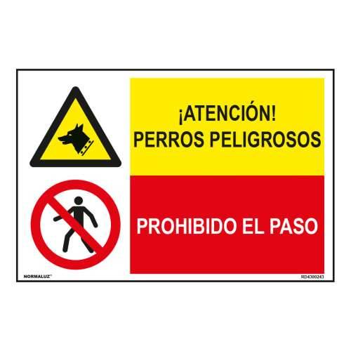 Znak Normaluz Perros Peligrosos / Prohibido El Paso 60 x 40 cm Cijena