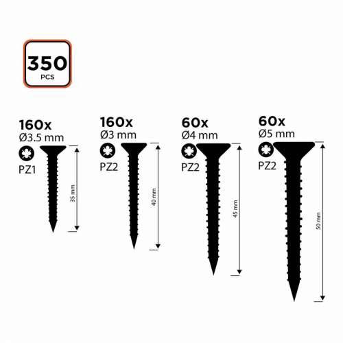 Set vijaka Black & Decker Pozidriv Drvo 350 Dijelovi Cijena