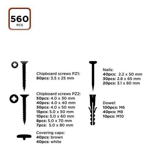 Set vijaka, čepova i čavala Black & Decker 560 Dijelovi Cijena
