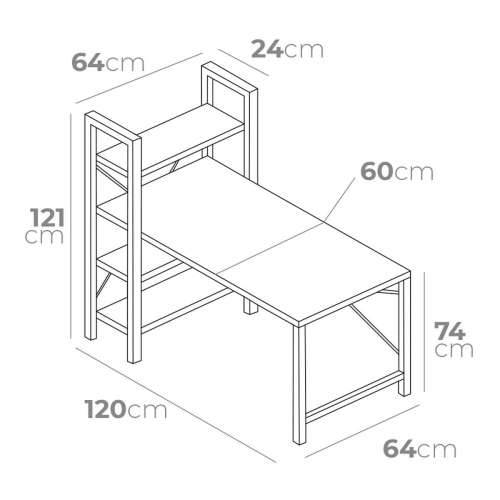 Stol s policom EDM 75196 Crna Drvo Metal 121 x 120 x 64 cm Cijena