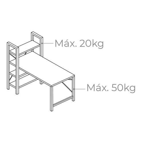 Stol s policom EDM 75196 Crna Drvo Metal 121 x 120 x 64 cm Cijena